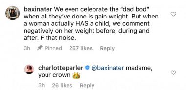 weight discrimination \ Cystic Fibrosis News Today \ A screen grab from Instragram discussing how "dad bods" are painted in a positive light, while women who have weight gain after pregnancy are often criticized