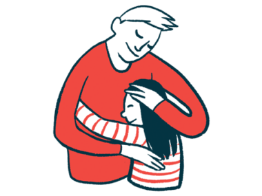 A parent and a child are shown sharing a hug.