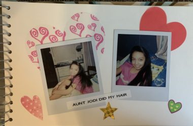 Hair and CF / Cystic Fibrosis News Today / Scrapbook pages featuring photos of Nicole in the hospital with her hair done
