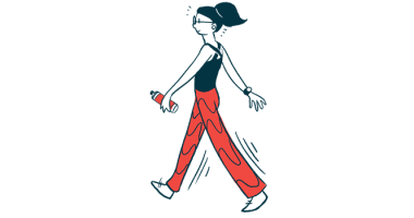 CF sweat patch | cystic Fibrosis News Today | woman walking illustration