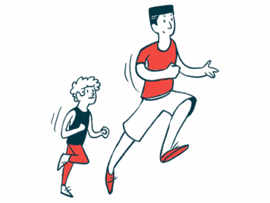 cystic fibrosis care | Cystic Fibrosis News Today | physical activity | illustration of adult and child running