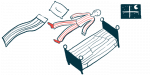 A man floats above a bed, asleep.
