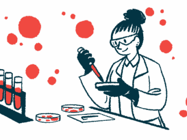 A scientist in a laboratory is shown testing samples from a set of vials using a petri dish and dropper.