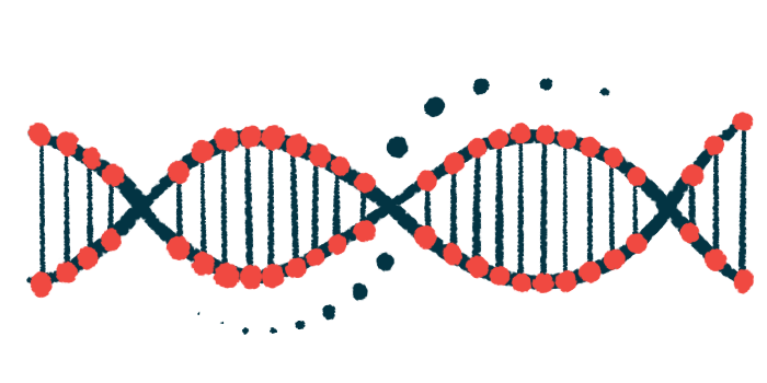 An illustration of double-stranded DNA.