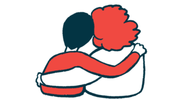 Illustration of two people, seen from the back, wrapping an arm around each other in a show of support.