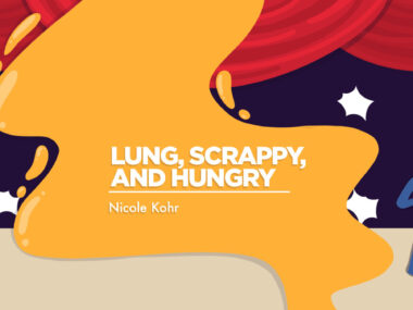 A graphic depicting a woman on a stage with the words 