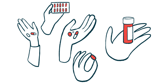 An illustration of handfuls of oral medications.