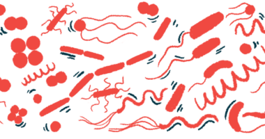 This illustration shows different types of bacteria in a cluster.