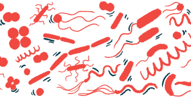 This illustration shows different types of bacteria in a cluster.
