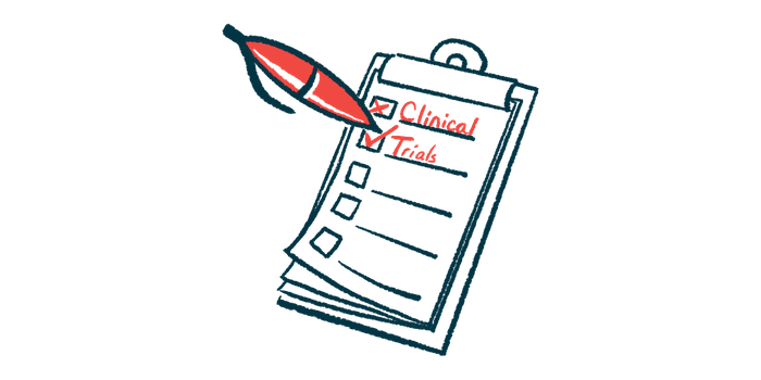 A red pen is checking off boxes marked clinical trials on a clipboard checklist.