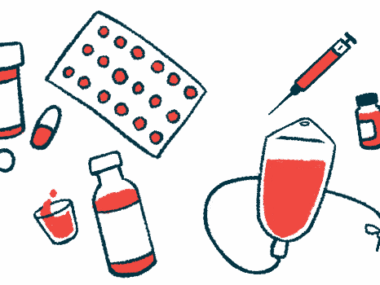 An array of different types of medications, including an intravenous therapy and a drug given by injection, are shown.