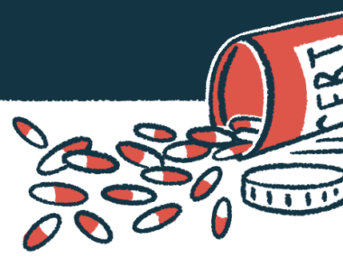 An illustration of a medicine spilling out of a bottle.