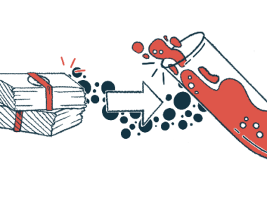 A pile of money points toward a laboratory test tube.