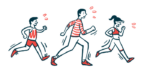 A trio of people run together in this exercise illustration.