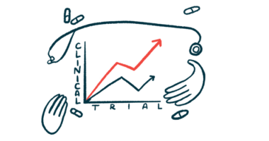 An illustration of a clinical trial line chart.