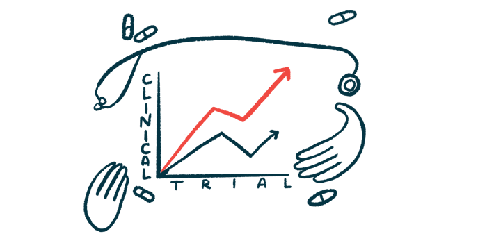 An illustration of a clinical trial line chart.