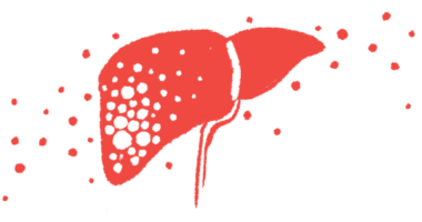 An illustration shows a profile view of the human liver.