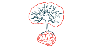 In this illustration of brain growth, a tree is seen growing from the top of a human brain.