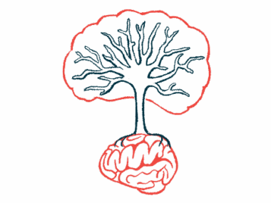In this illustration of brain growth, a tree is seen growing from the top of a human brain.