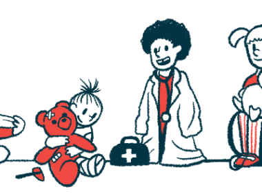 Children play doctor and patients in this illustration.