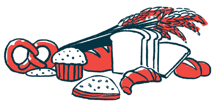 An illustration shows a sliced loaf of bread, pretzels, and other grains.