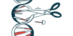 A pair of scissors is shown cutting into a strand of DNA.