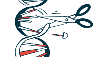 A pair of scissors is shown cutting into a strand of DNA.