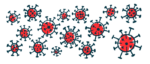 An illustration shows an image of a coronavirus.