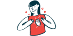 Illustration of person wearing a tank top with a heart image.