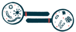 Bacteria are visible under two magnifying glasses.