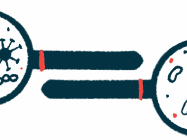 Bacteria can be seen under two magnifying glasses.