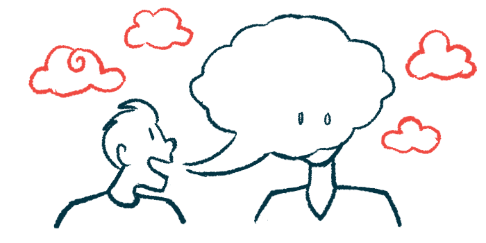 An illustration shows a person's breath as a cloud enveloping another person.