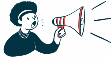 An illustration of a person yelling into a bullhorn making an announcement.