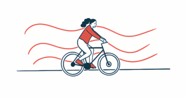 Illustration of a person biking.