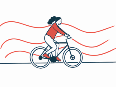 Illustration of a person biking.
