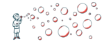 Illustration of a child blowing bubbles, representing daily life with cystic fibrosis.